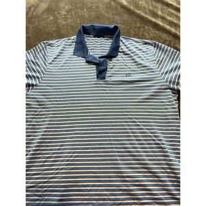 Southern Tide Mens Blue Striped Short Sleeve Pima Cotton Polo Shirt XXL‎ Preppy